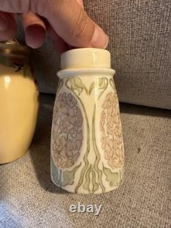 Two Antique Porcelain Painted Arts & crafts Castors Shakers Floral Decoration