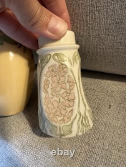 Two Antique Porcelain Painted Arts & crafts Castors Shakers Floral Decoration