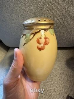 Two Antique Porcelain Painted Arts & crafts Castors Shakers Floral Decoration