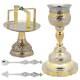 Two-colored Quality Orthodox Church Brass Chalice Set Paten Lance Divine Liturgy