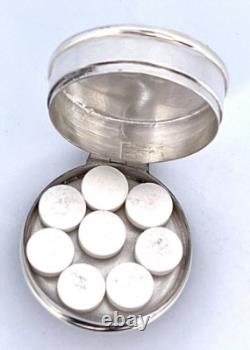 Two Dogs Pill Box 925 Hallmarked Sterling Silver Set With Hand Painted Enamel