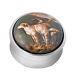 Two Dogs Pill Box 925 Sterling Silver English Hallmarks Set With Hand Painted