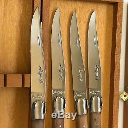 Two Laguiole Steak Knife Sets, 4 Knives each, Olive Wood & SS, MADE IN FRANCE