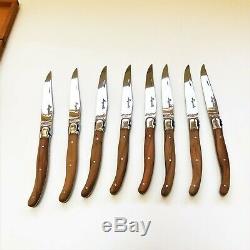 Two Laguiole Steak Knife Sets, 4 Knives each, Olive Wood & SS, MADE IN FRANCE