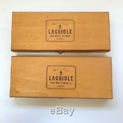 Two Laguiole Steak Knife Sets, 4 Knives each, Olive Wood & SS, MADE IN FRANCE