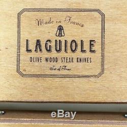 Two Laguiole Steak Knife Sets, 4 Knives each, Olive Wood & SS, MADE IN FRANCE