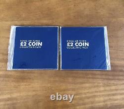Two Sets Of 2018 Royal Air Force Raf Uncirculated £2 Collection Coin Sets