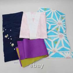 Two Shaku Sleeve Kimono Hakama Set Short Length Polka Dot New