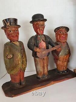 Two Vintage Anri Bar SetsWood Carved FiguresBar Ware