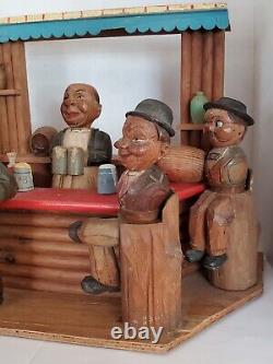 Two Vintage Anri Bar SetsWood Carved FiguresBar Ware
