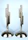 Two Vintage Art Deco Chrome Skyscraper Bud Vase Pair On Domed Base Chase Style