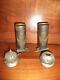 Two World War I Patriotic Inkwell Set Prussian Helmet Reims Cathedral Bombing