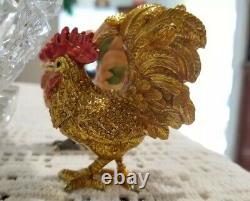 Two's Company Rooster Trinket, jewelry box, chicken, farm animal set of 2
