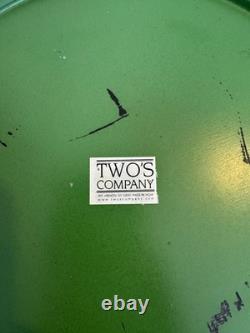 Two's Company Tins Canisters Galvanized Metal Green Set Hinged Rustic Distressed