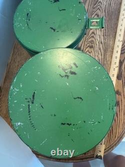 Two's Company Tins Canisters Galvanized Metal Green Set Hinged Rustic Distressed