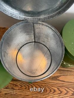 Two's Company Tins Canisters Galvanized Metal Green Set Hinged Rustic Distressed