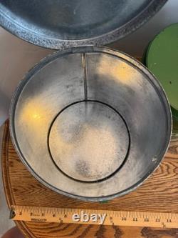 Two's Company Tins Canisters Galvanized Metal Green Set Hinged Rustic Distressed