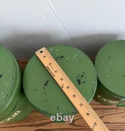 Two's Company Tins Canisters Galvanized Metal Green Set Hinged Rustic Distressed