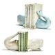 Two's Company Whale Bookend 2 Sets Blue & White