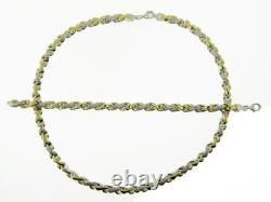 Two-tone Elegant Necklace & Bracelet Silver Set