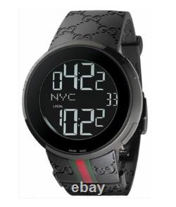Unisex I-Gucci Collection Black Rubber Strap Watch 44 MM, YA 114-2
