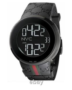Unisex I-Gucci Collection Black Rubber Strap Watch 44 MM, YA 114-2