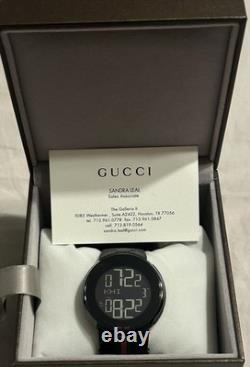 Unisex I-Gucci Collection Black Rubber Strap Watch 44 MM, YA 114-2
