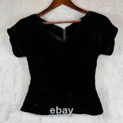 VINTAGE 1950s Gale & Gale Modern Jr Black Velvet Top Skirt Set XS Cocktail USA