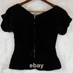 VINTAGE 1950s Gale & Gale Modern Jr Black Velvet Top Skirt Set XS Cocktail USA
