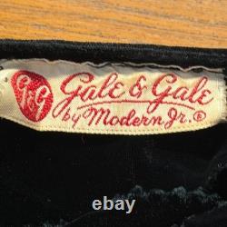 VINTAGE 1950s Gale & Gale Modern Jr Black Velvet Top Skirt Set XS Cocktail USA