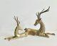 Vintage Brass Deer / Reindeer / Stag Reclining Set Of Two Hollywood Regency