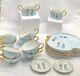 Vtg Beautiful Porcelain Withgold Amish Couple Set Of 8 Teacup/snack Plates & More