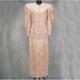 Vtg Elegant Lorrie Kabala Peach Lace 2 Piece Skirt Set 1980s Stunning Size 4-6
