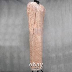 VTG Elegant Lorrie Kabala Peach Lace 2 Piece Skirt Set 1980s Stunning Size 4-6
