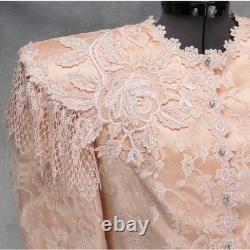 VTG Elegant Lorrie Kabala Peach Lace 2 Piece Skirt Set 1980s Stunning Size 4-6