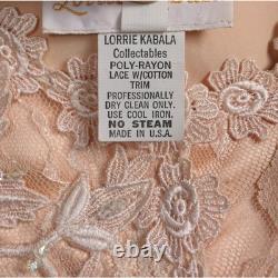 VTG Elegant Lorrie Kabala Peach Lace 2 Piece Skirt Set 1980s Stunning Size 4-6