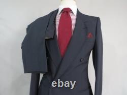 VTG Europa Collection Navy 4 in 1 double breasted flat front full suit 36 R
