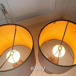 VTG OWL LAMPS (2) Set Of Two Chalkware Bird Lake House Decor MCM Table Lighting