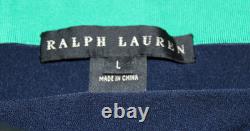 VTG Ralph Lauren Navy Blue Pants & Top Set Black Label Collection Green Trim EUC