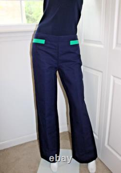 VTG Ralph Lauren Navy Blue Pants & Top Set Black Label Collection Green Trim EUC