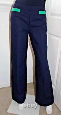 VTG Ralph Lauren Navy Blue Pants & Top Set Black Label Collection Green Trim EUC