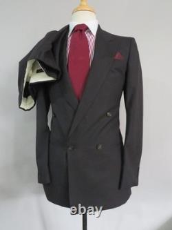 VTG Sasson collection 4in 1 double breasted peak lapel flat front full suit 36 R