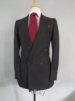 VTG Sasson collection 4in 1 double breasted peak lapel flat front full suit 36 R