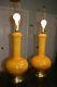 Vtg Underwriters Labs Set Of Two Mid Century Modern Lamps Yellow Drip Glaze