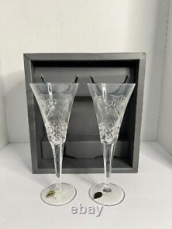 VTG Waterford Crystal Millennium PEACE Toasting Flutes PAIR With Box