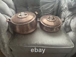 VTG set of two Traditional copper Lagan with Lid/Handi/100% copper heavy