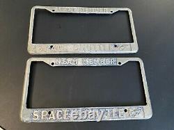 VTG used set of two 60s 70s NASA Space Shuttle Team Member License Plate Frames
