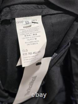 Versace Collection Suit 40R W34 100% Wool Solid Black 2 Pc w Giorgio Armani Tie