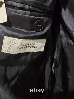 Versace Collection Suit 40R W34 100% Wool Solid Black 2 Pc w Giorgio Armani Tie