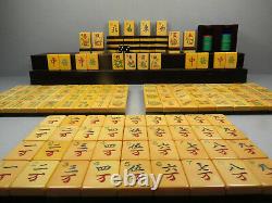 Vintage 1930's AP Games Two Tone Mahjong Mahjongg Set Bakelite Racks, Bank & Die